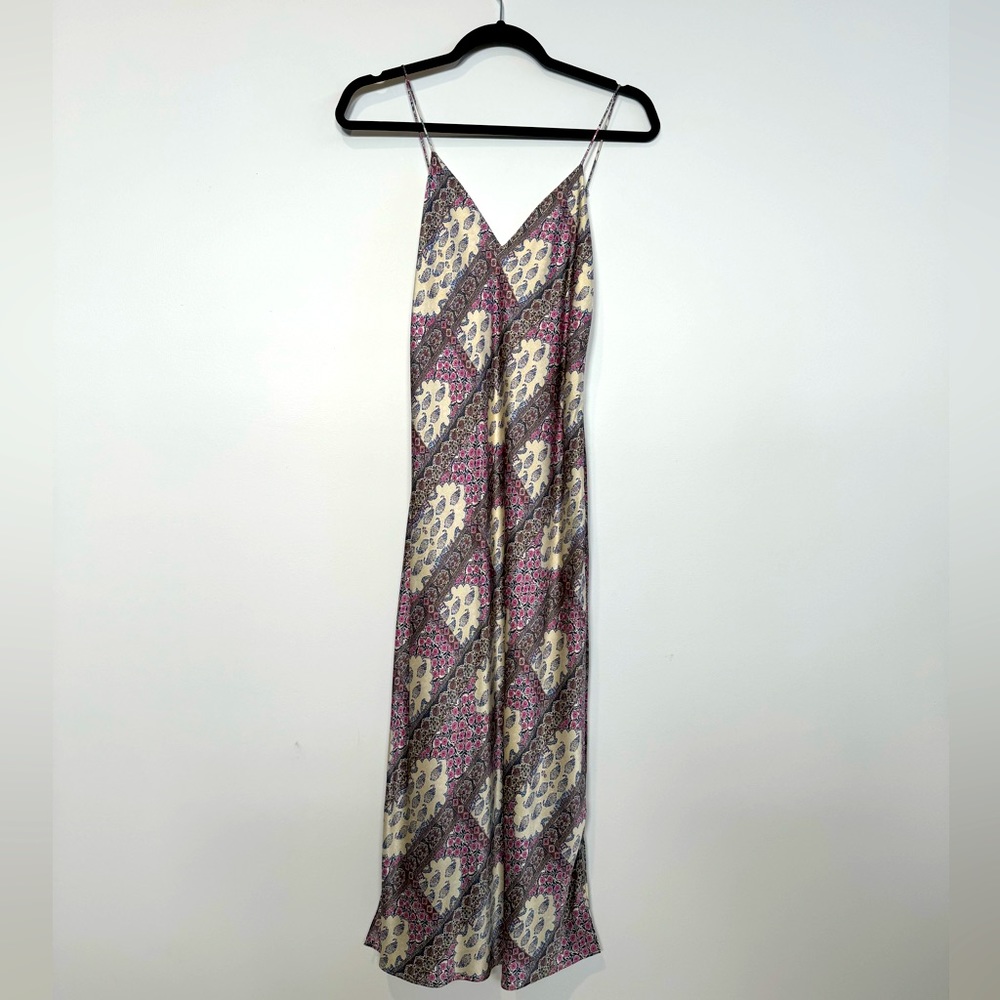 NWT: CAMI NYC Raven Patchwork Silk Midi-Slipdress